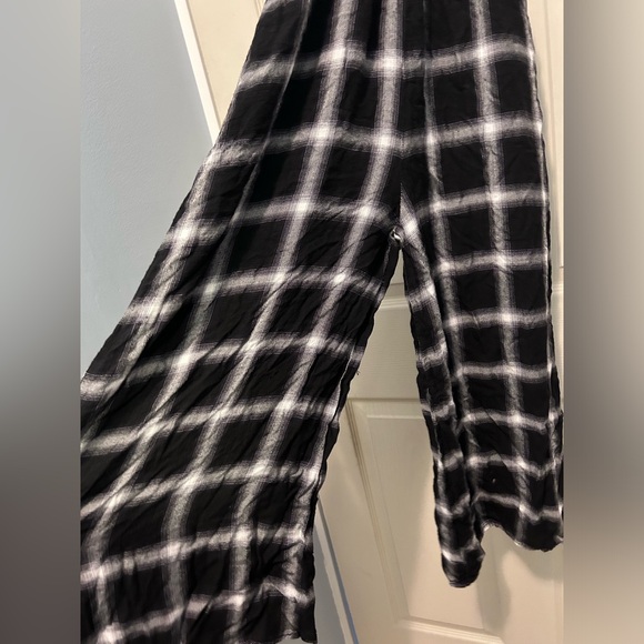 Disturbia Singles Plaid Gingham Black and White Wide Leg Jumpsuit - Picture 3 of 6
